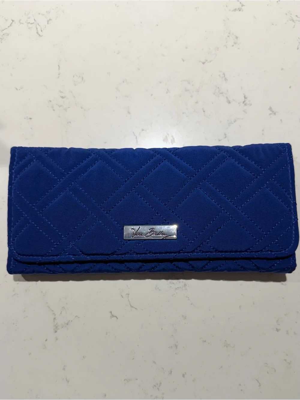 Vera Bradley Quilted Royal Blue Continental Tri-Fold Wallet